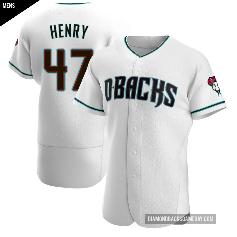 Men's Arizona Diamondbacks ＃47 Tommy Henry Authentic White /Teal Alternate Jersey
