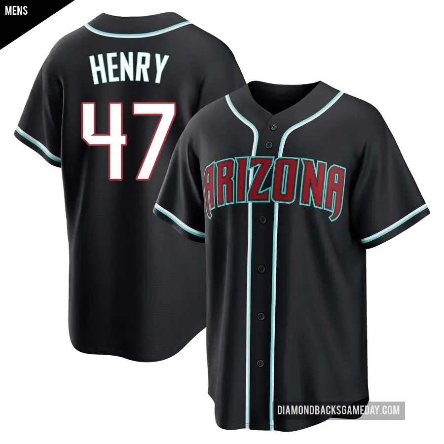 Men's Arizona Diamondbacks ＃47 Tommy Henry Replica Black Fashion Out Jersey
