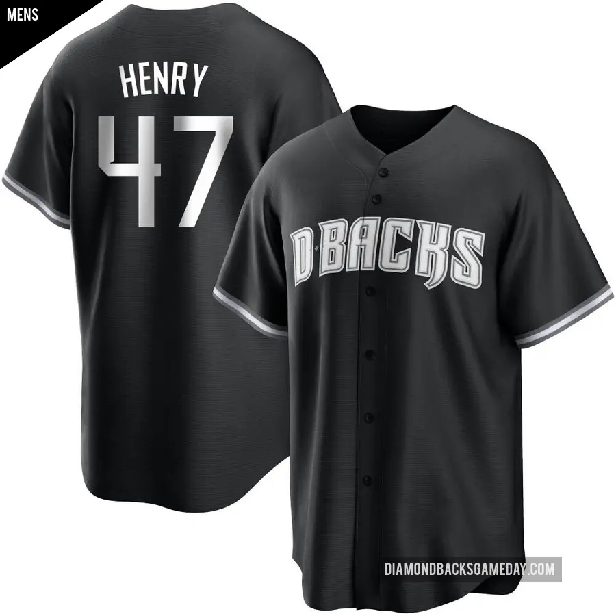 Men's Arizona Diamondbacks ＃47 Tommy Henry Replica Black/White Jersey