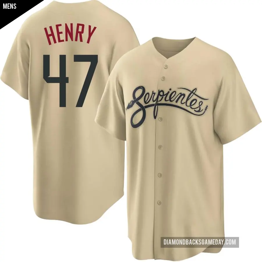 Men's Arizona Diamondbacks ＃47 Tommy Henry Replica Gold 2021 City Connect Cool Base Jersey
