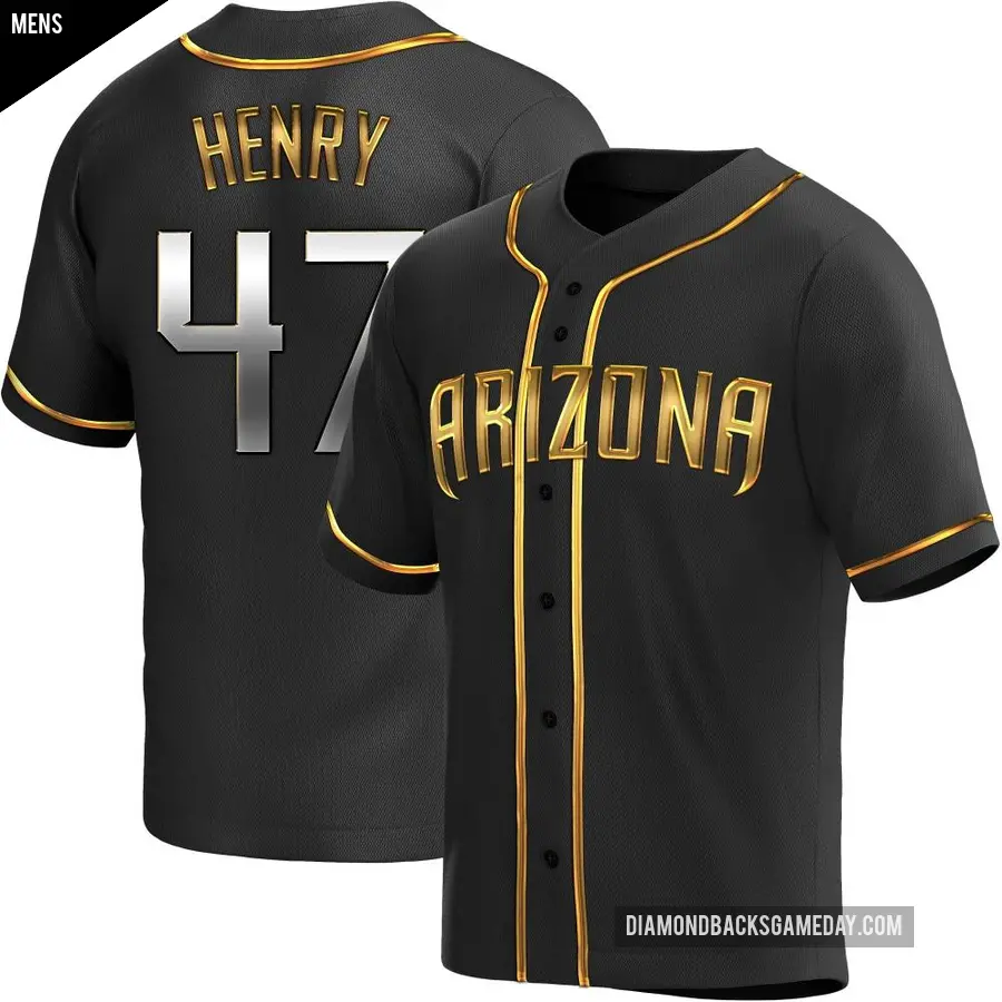 Men's Arizona Diamondbacks ＃47 Tommy Henry Replica Gold Black en Alternate Jersey