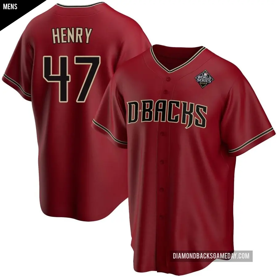 Men's Arizona Diamondbacks ＃47 Tommy Henry Replica Red Alternate 2023 World Series Jersey