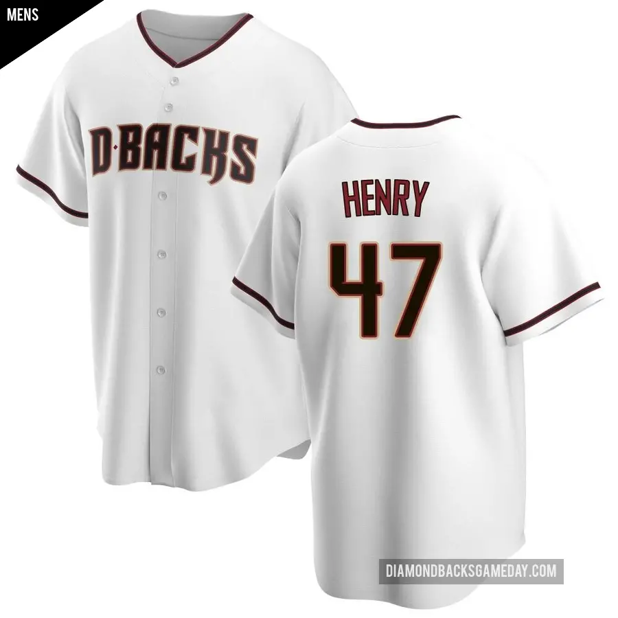 Men's Arizona Diamondbacks ＃47 Tommy Henry Replica White Home Jersey