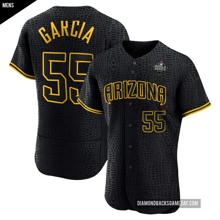 Men's Arizona Diamondbacks ＃55 Brandyn Garcia Authentic Black Snake Skin City 2023 World Series Jersey