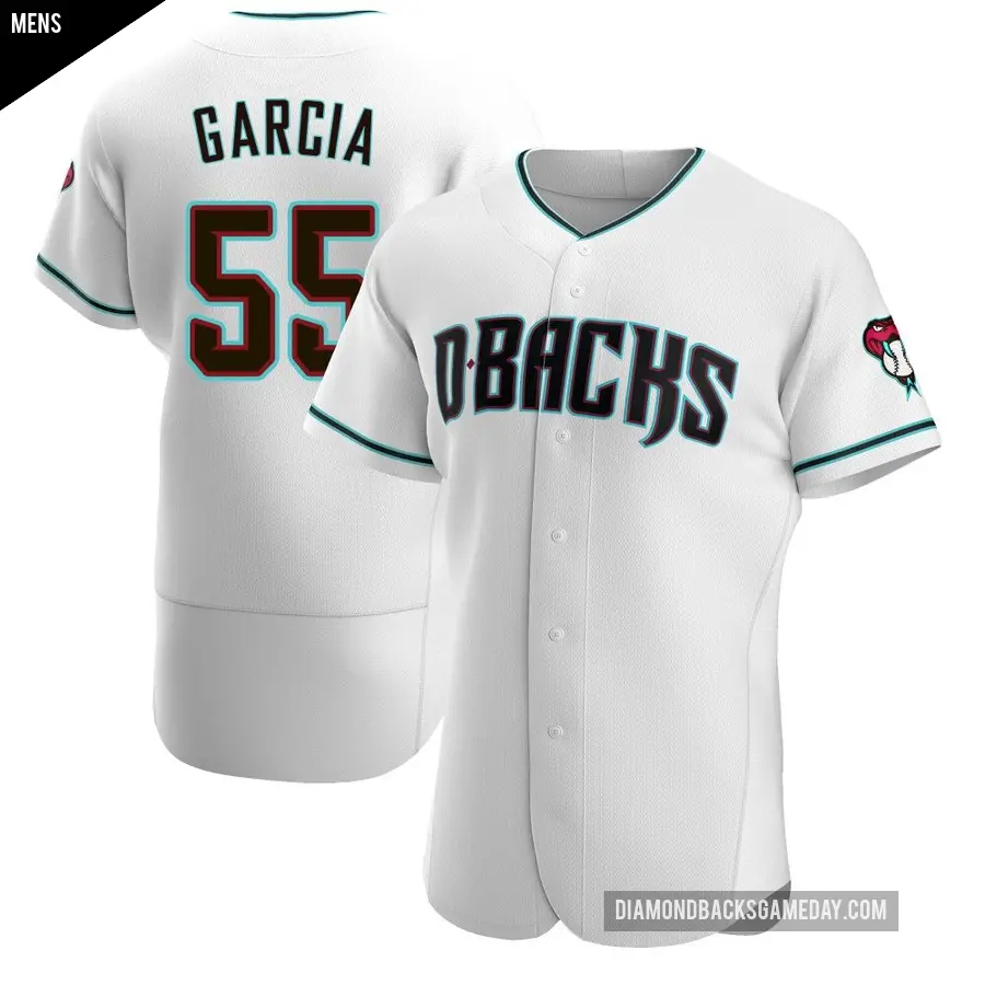 Men's Arizona Diamondbacks ＃55 Brandyn Garcia Authentic White /Teal Alternate Jersey