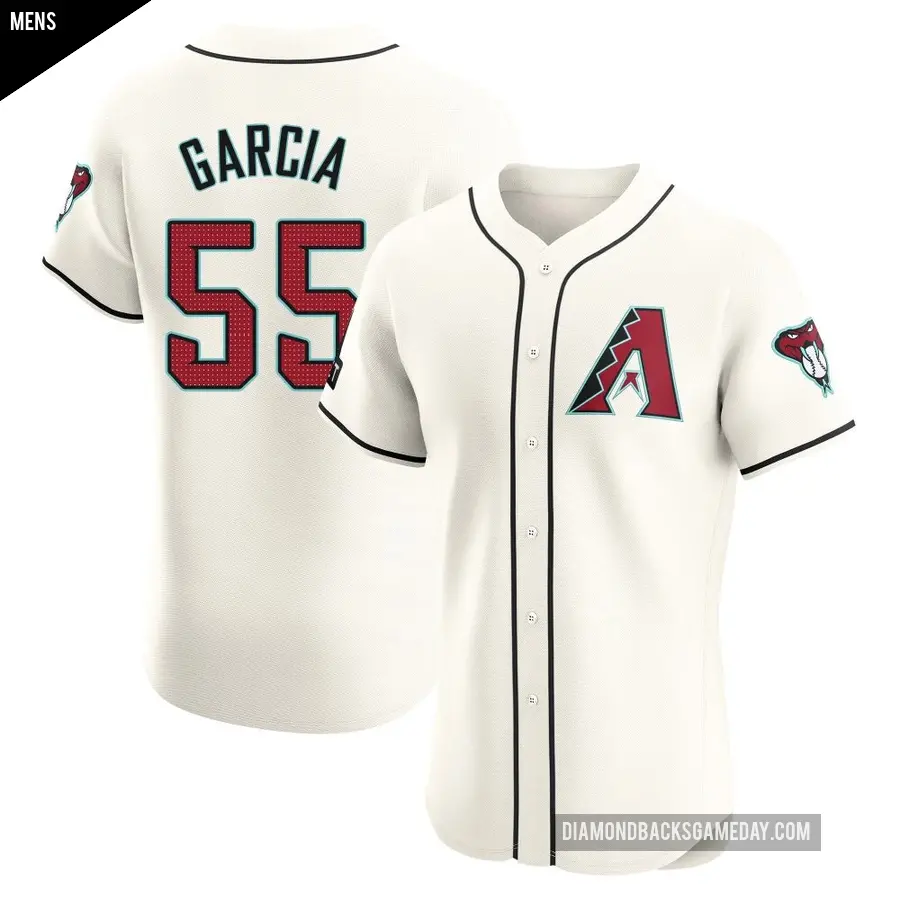 Men's Arizona Diamondbacks ＃55 Brandyn Garcia Elite Cream Home Patch Jersey