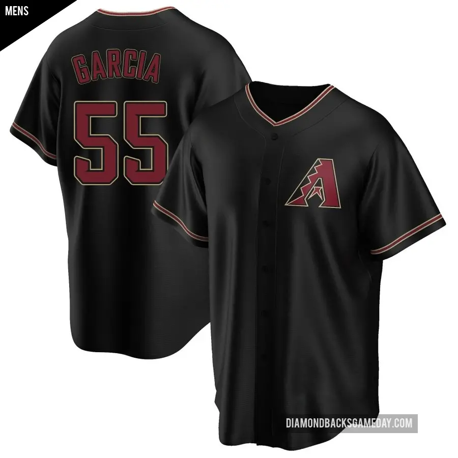 Men's Arizona Diamondbacks ＃55 Brandyn Garcia Replica Black Alternate Jersey
