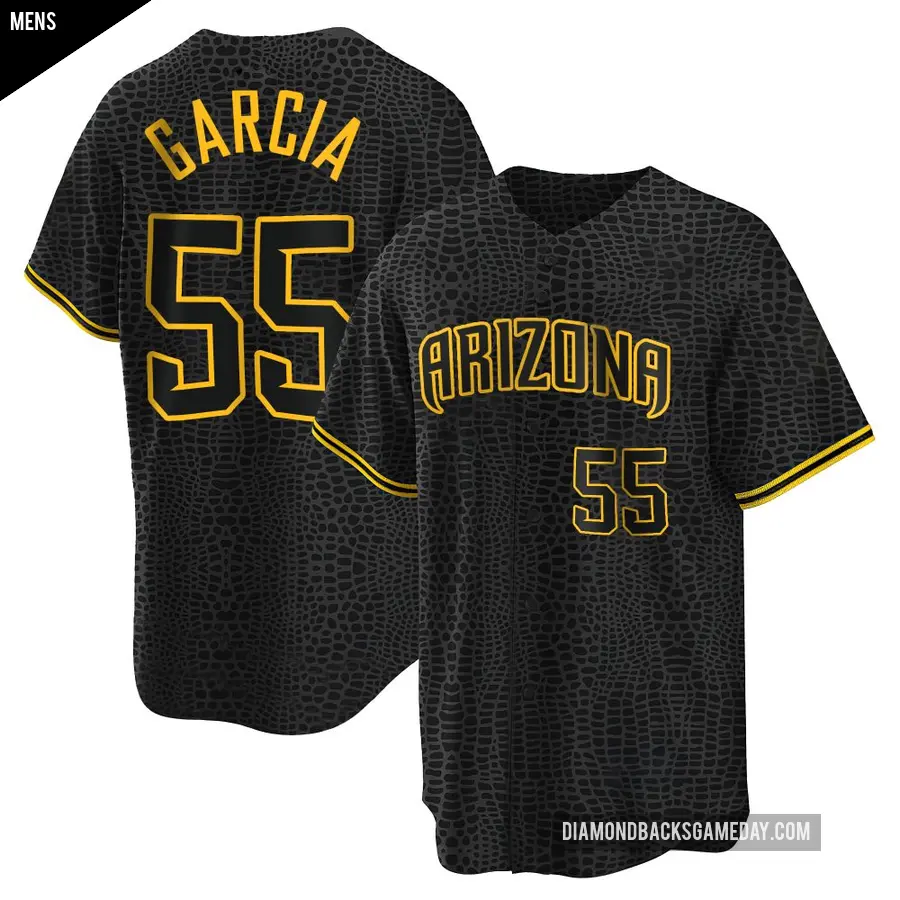 Men's Arizona Diamondbacks ＃55 Brandyn Garcia Replica Black Snake Skin City Jersey
