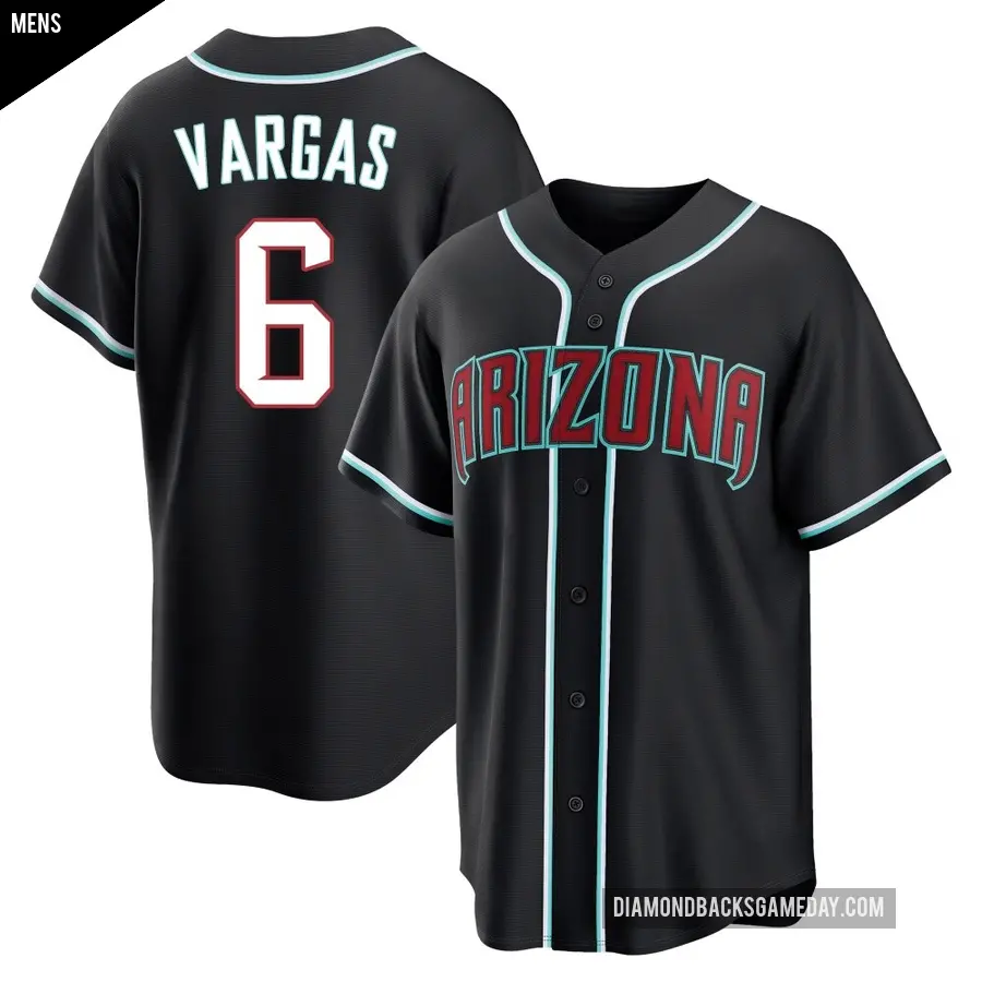Men's Arizona Diamondbacks ＃6 Ildemaro Vargas Replica Black Fashion Out Jersey