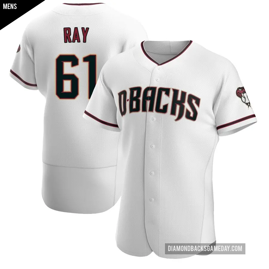 Men's Arizona Diamondbacks ＃61 Dylan Ray Authentic White /Crimson Home Jersey