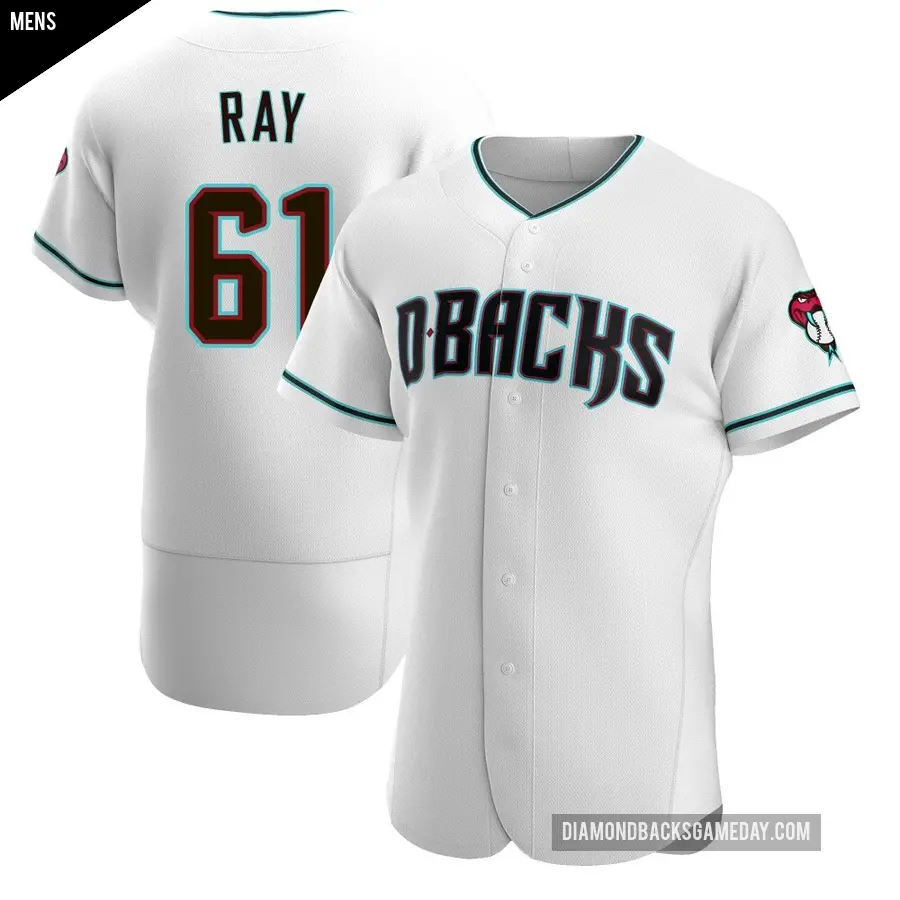 Men's Arizona Diamondbacks ＃61 Dylan Ray Authentic White /Teal Alternate Jersey