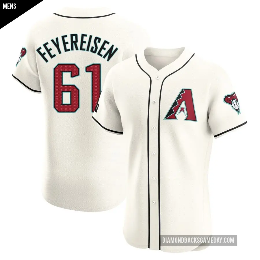Men's Arizona Diamondbacks ＃61 J.P. Feyereisen Elite Cream Home Patch Jersey