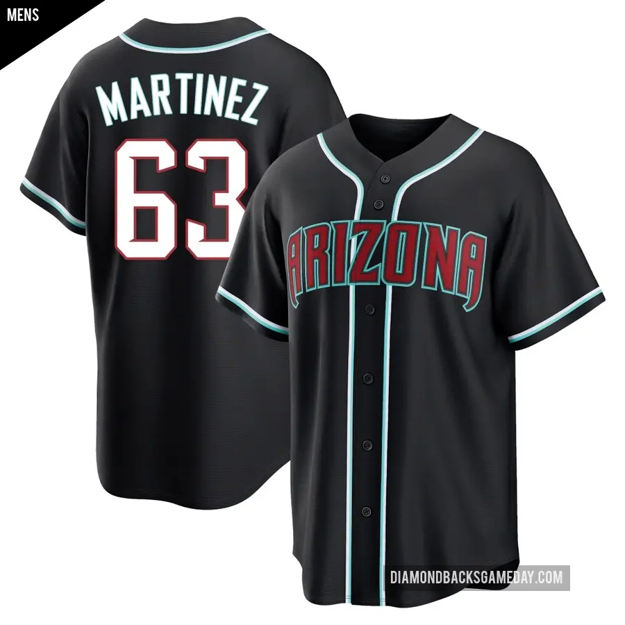 Men's Arizona Diamondbacks ＃63 Justin Martinez Replica Black Fashion Out Jersey