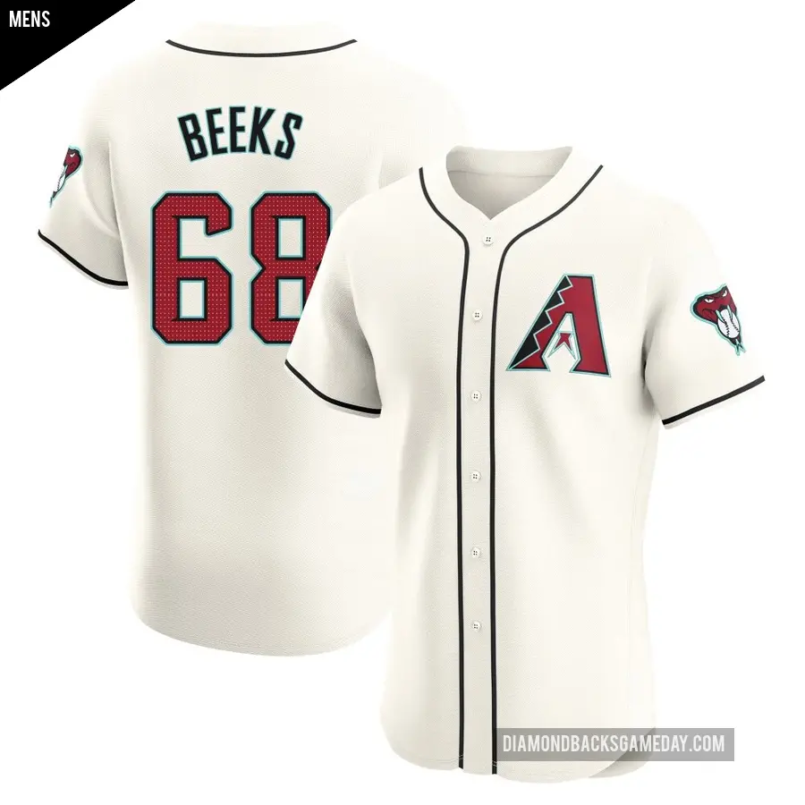 Men's Arizona Diamondbacks ＃68 Jalen Beeks Elite Cream Home Jersey
