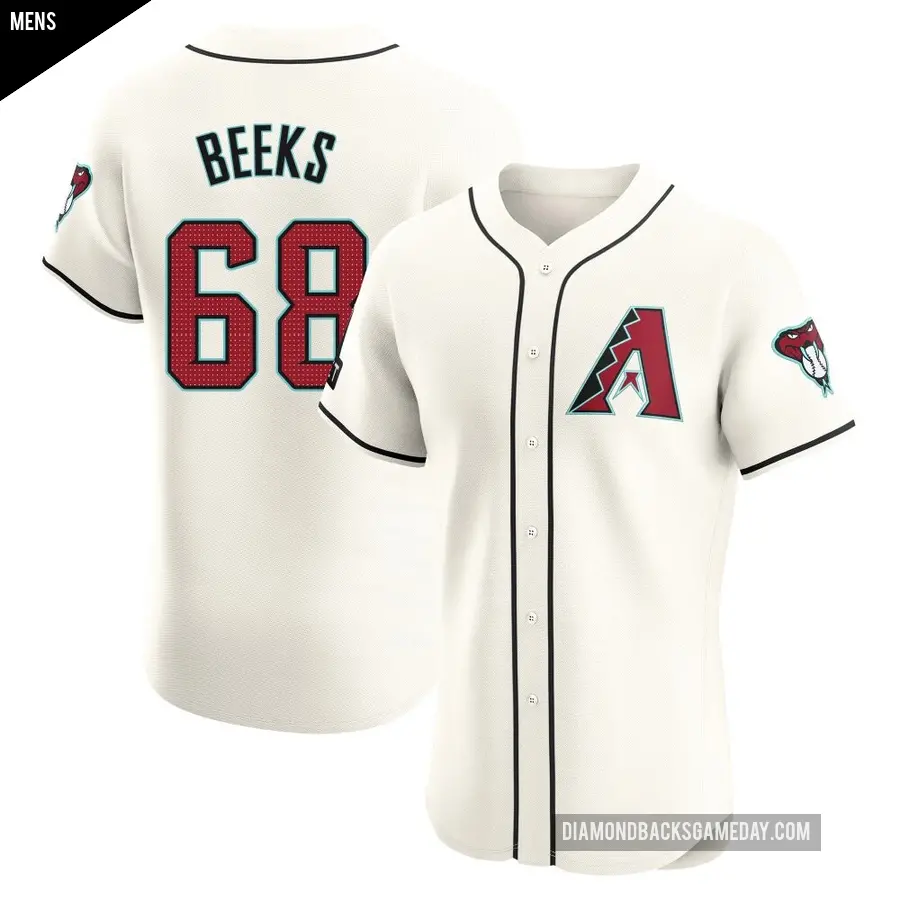 Men's Arizona Diamondbacks ＃68 Jalen Beeks Elite Cream Home Patch Jersey