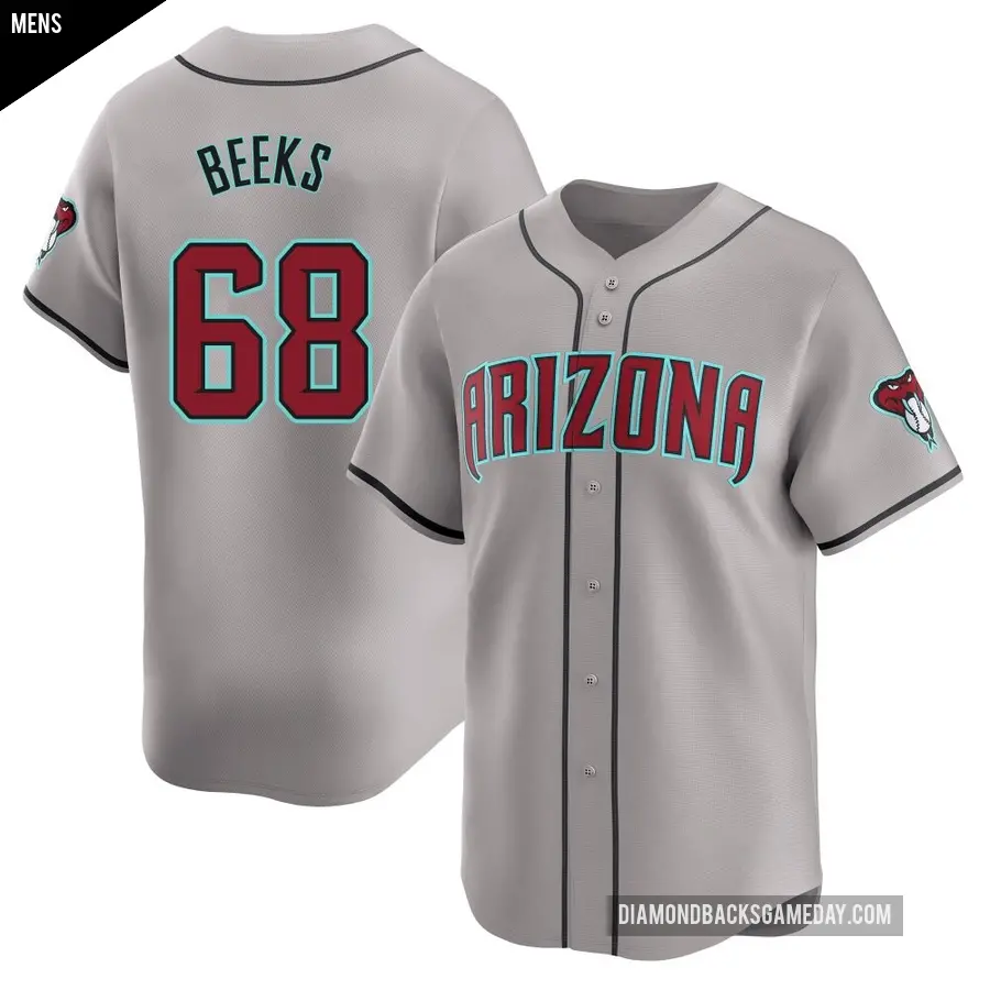 Men's Arizona Diamondbacks ＃68 Jalen Beeks Limited Gray Away Jersey