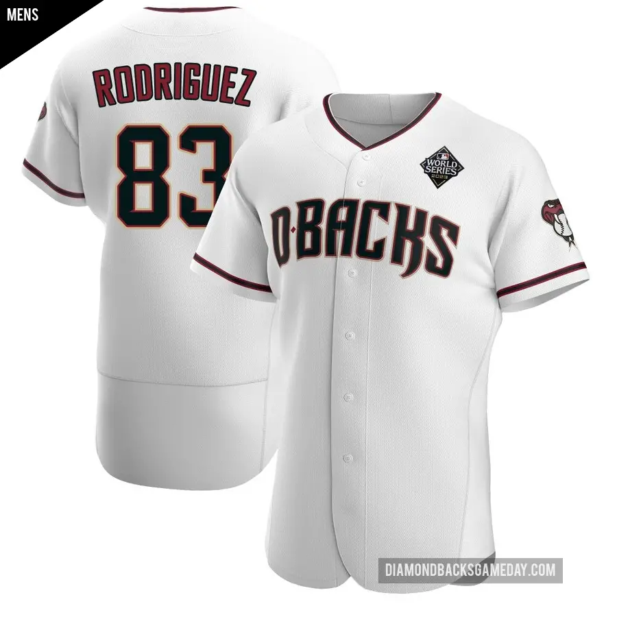 Men's Arizona Diamondbacks ＃83 Elvin Rodriguez Authentic White Crimson Home 2023 World Series Jersey