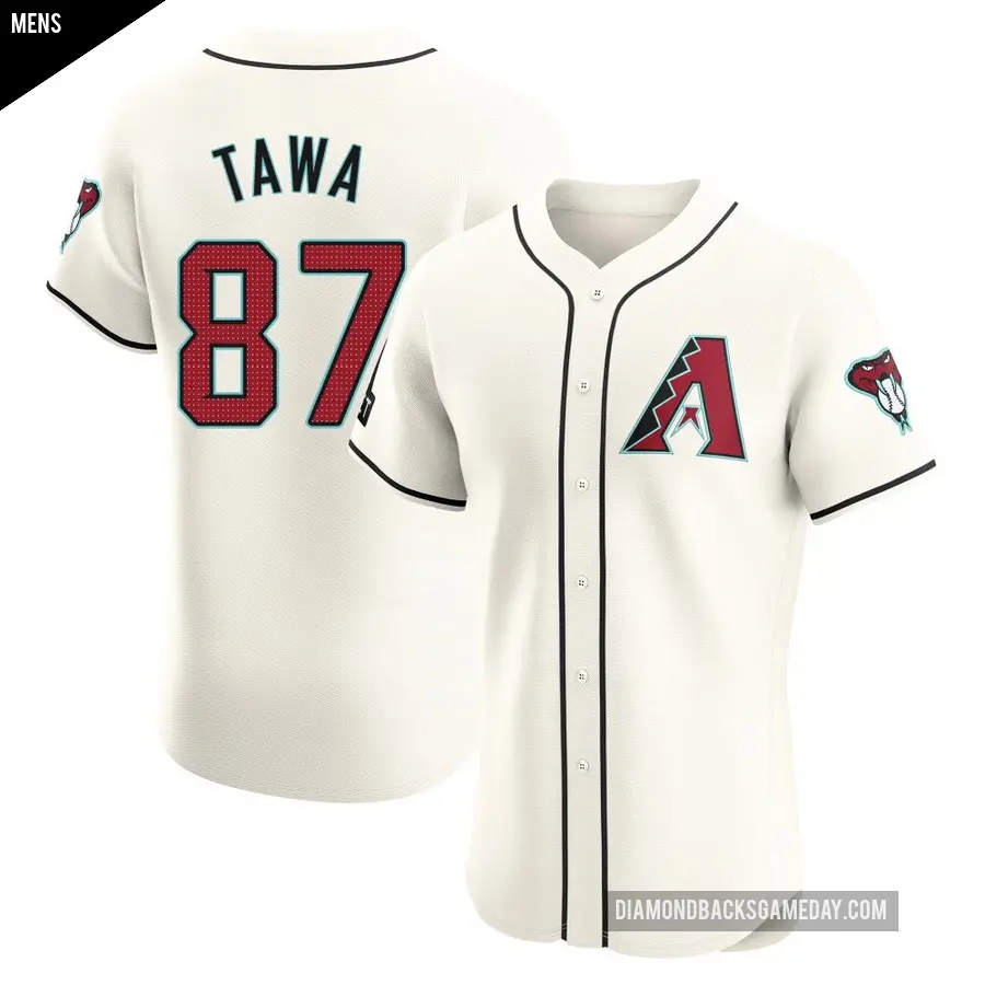 Men's Arizona Diamondbacks ＃87 Timothy Tawa Elite Cream Home Patch Jersey