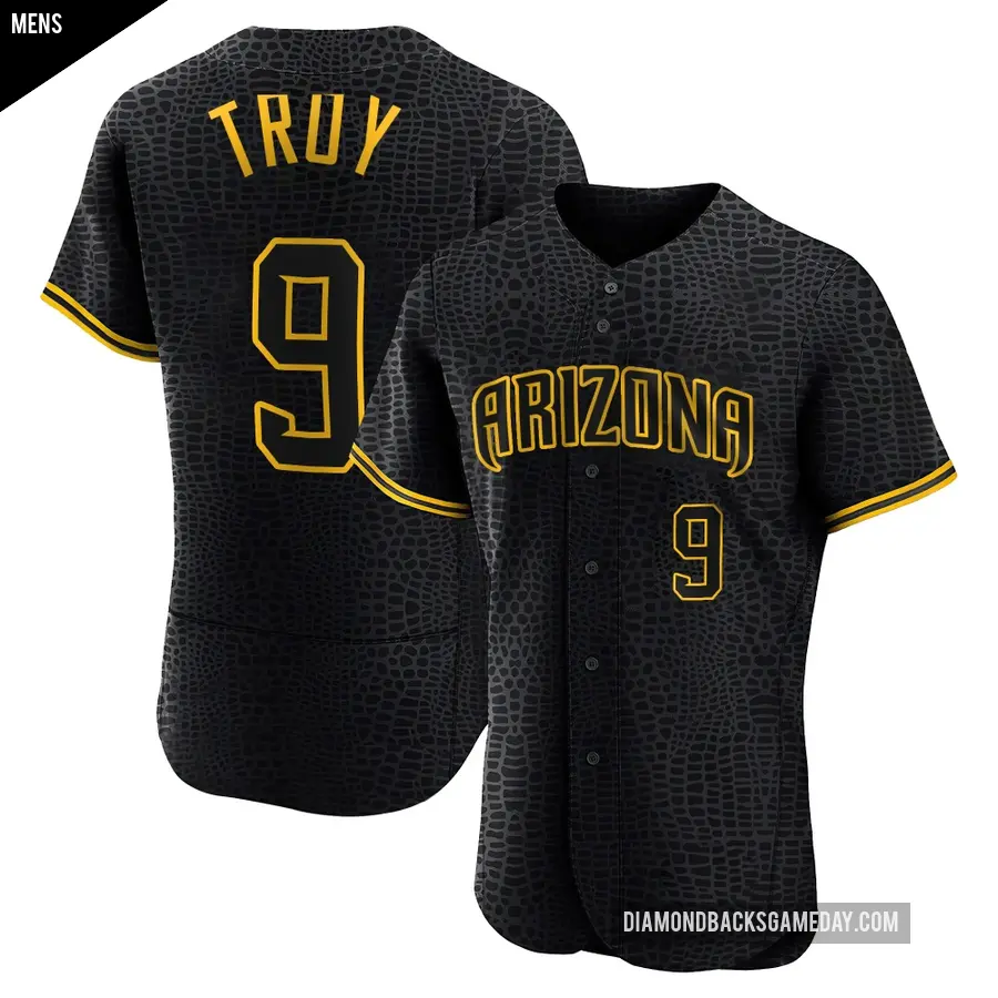 Men's Arizona Diamondbacks ＃9 Tommy Troy Authentic Black Snake Skin City Jersey