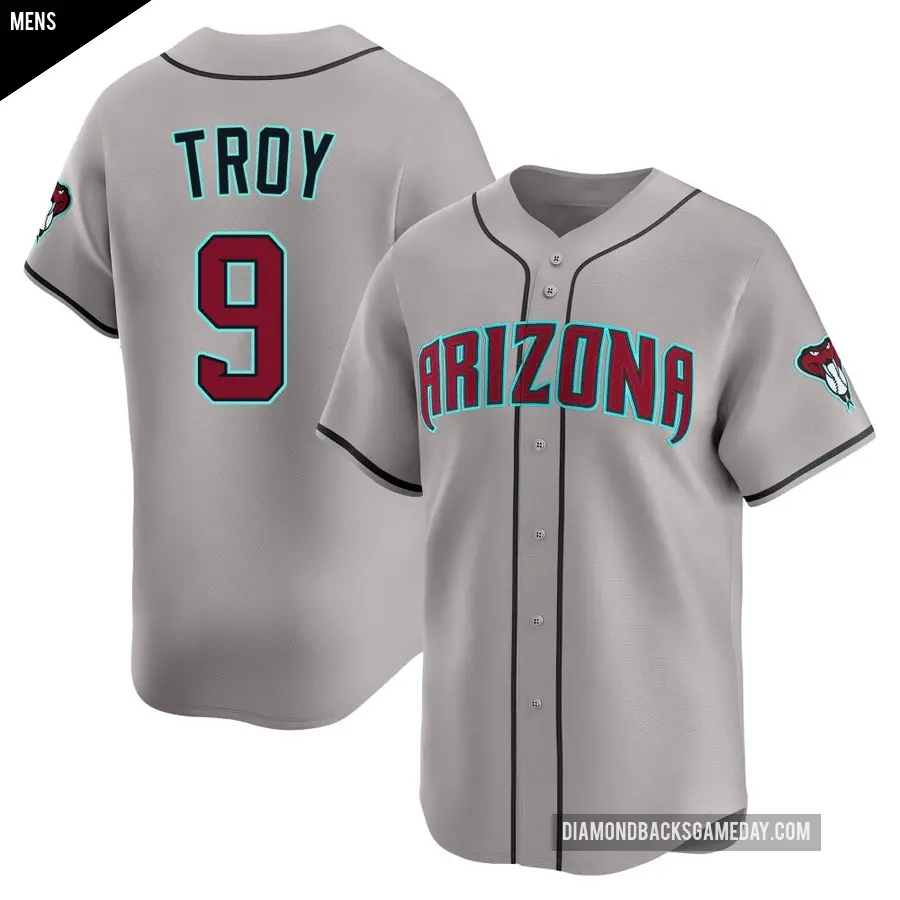 Men's Arizona Diamondbacks ＃9 Tommy Troy Limited Gray Alternate Jersey
