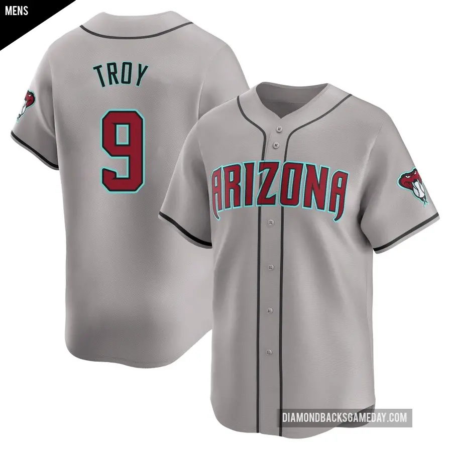 Men's Arizona Diamondbacks ＃9 Tommy Troy Limited Gray Away Jersey