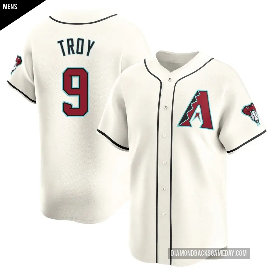 Men's Arizona Diamondbacks ＃9 Tommy Troy Limited White Home Jersey