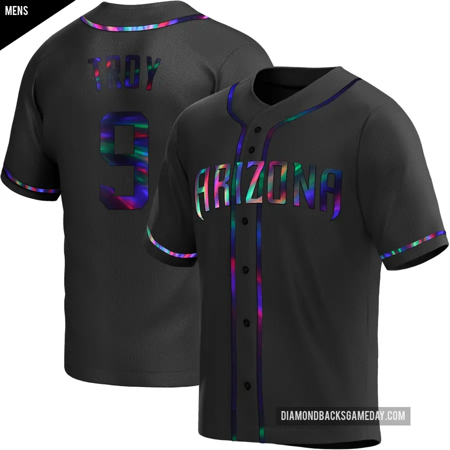 Men's Arizona Diamondbacks ＃9 Tommy Troy Replica Black Holographic Alternate Jersey