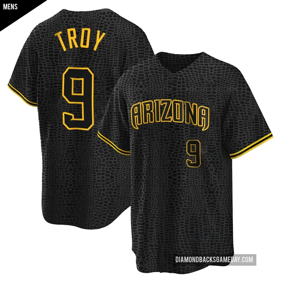 Men's Arizona Diamondbacks ＃9 Tommy Troy Replica Black Snake Skin City Jersey
