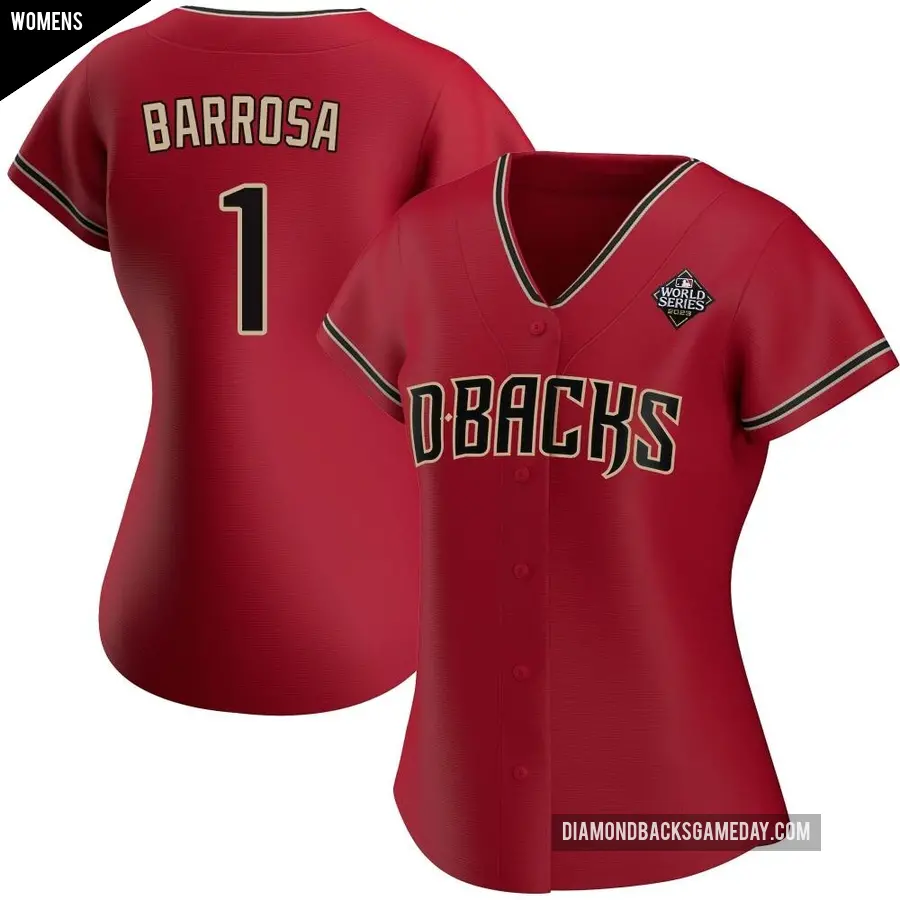 Women's Arizona Diamondbacks ＃1 Jorge Barrosa Replica Red Alternate 2023 World Series Jersey