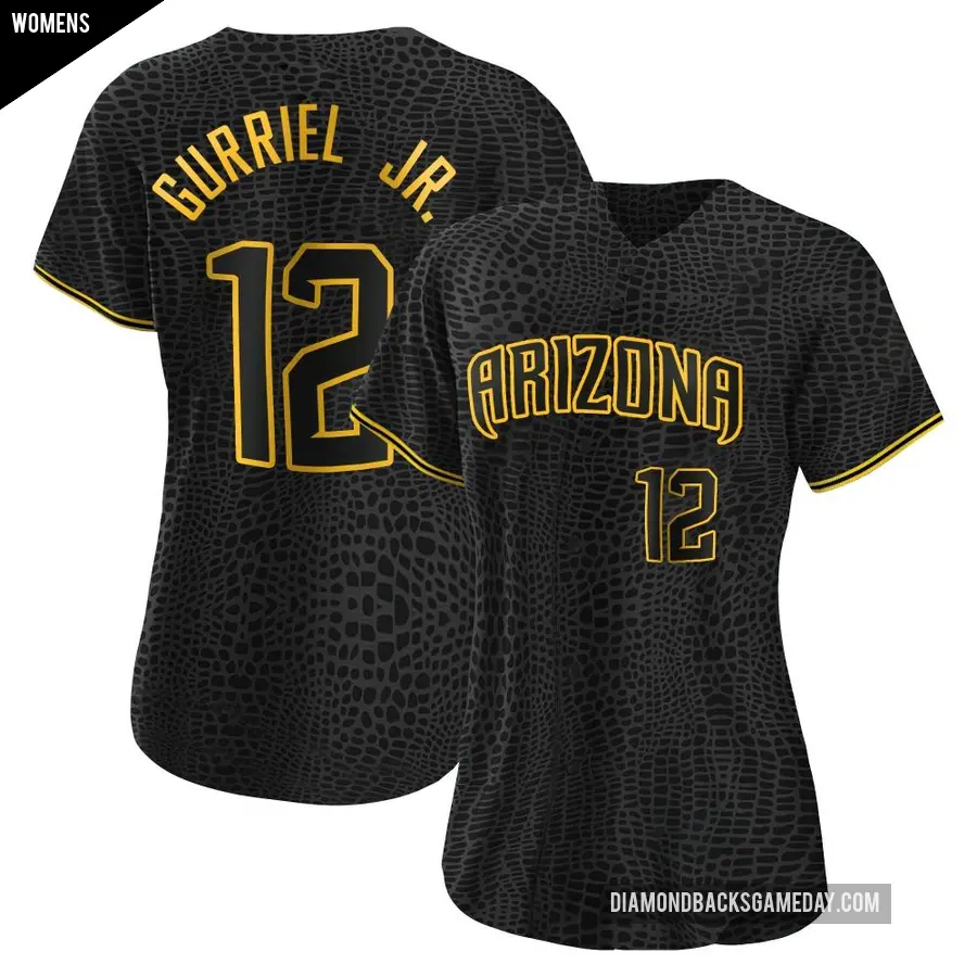 Women's Arizona Diamondbacks ＃12 Lourdes Gurriel Jr. Replica Black Snake Skin City Jersey