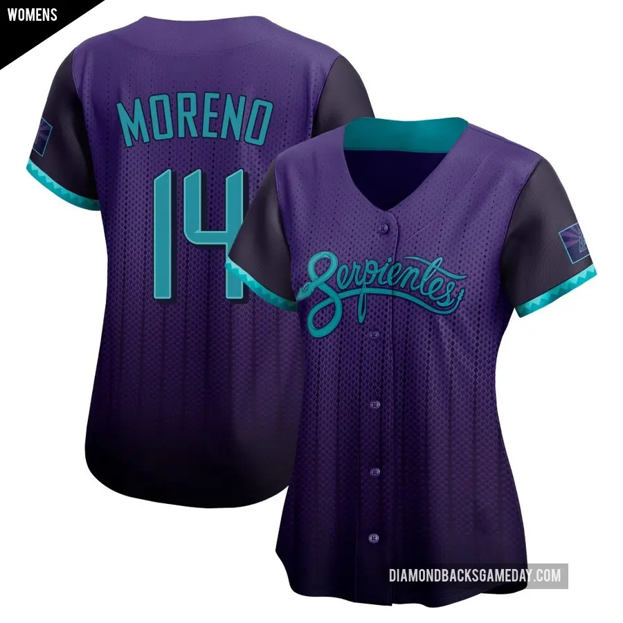 Women's Arizona Diamondbacks ＃14 Gabriel Moreno Limited Purple 2025 City Connect Jersey