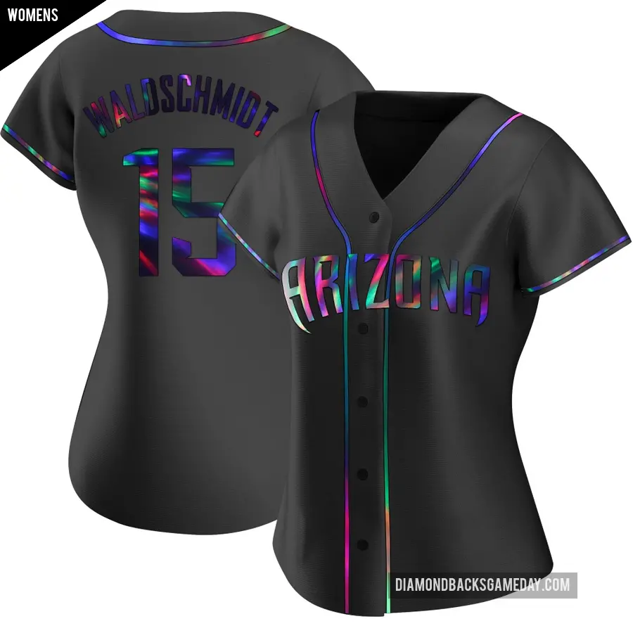 Women's Arizona Diamondbacks ＃15 Ryan Waldschmidt Replica Black Holographic Alternate Jersey