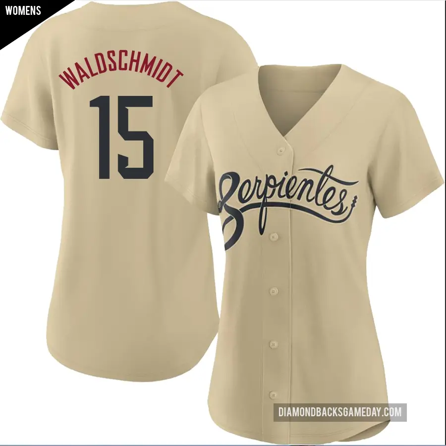 Women's Arizona Diamondbacks ＃15 Ryan Waldschmidt Replica Gold 2021 City Connect Cool Base Jersey