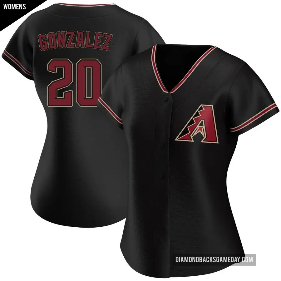 Women's Arizona Diamondbacks ＃20 Luis Gonzalez Authentic Black Alternate Jersey