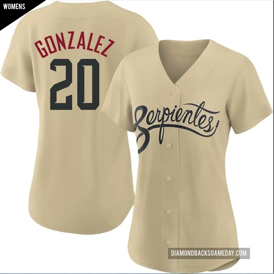 Women's Arizona Diamondbacks ＃20 Luis Gonzalez Authentic Gold 2021 City Connect Cool Base Jersey