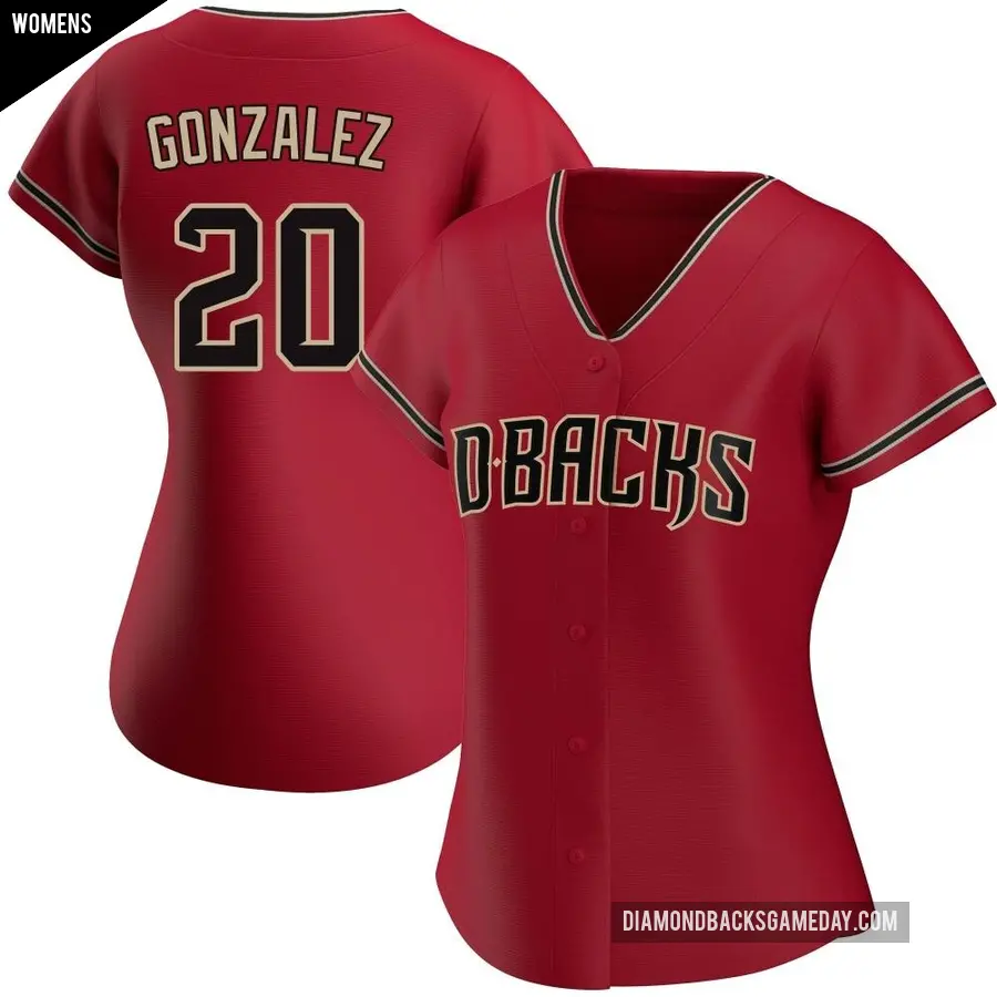 Women's Arizona Diamondbacks ＃20 Luis Gonzalez Authentic Red Alternate Jersey
