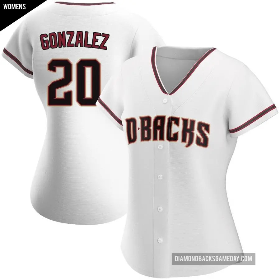 Women's Arizona Diamondbacks ＃20 Luis Gonzalez Authentic White Home Jersey
