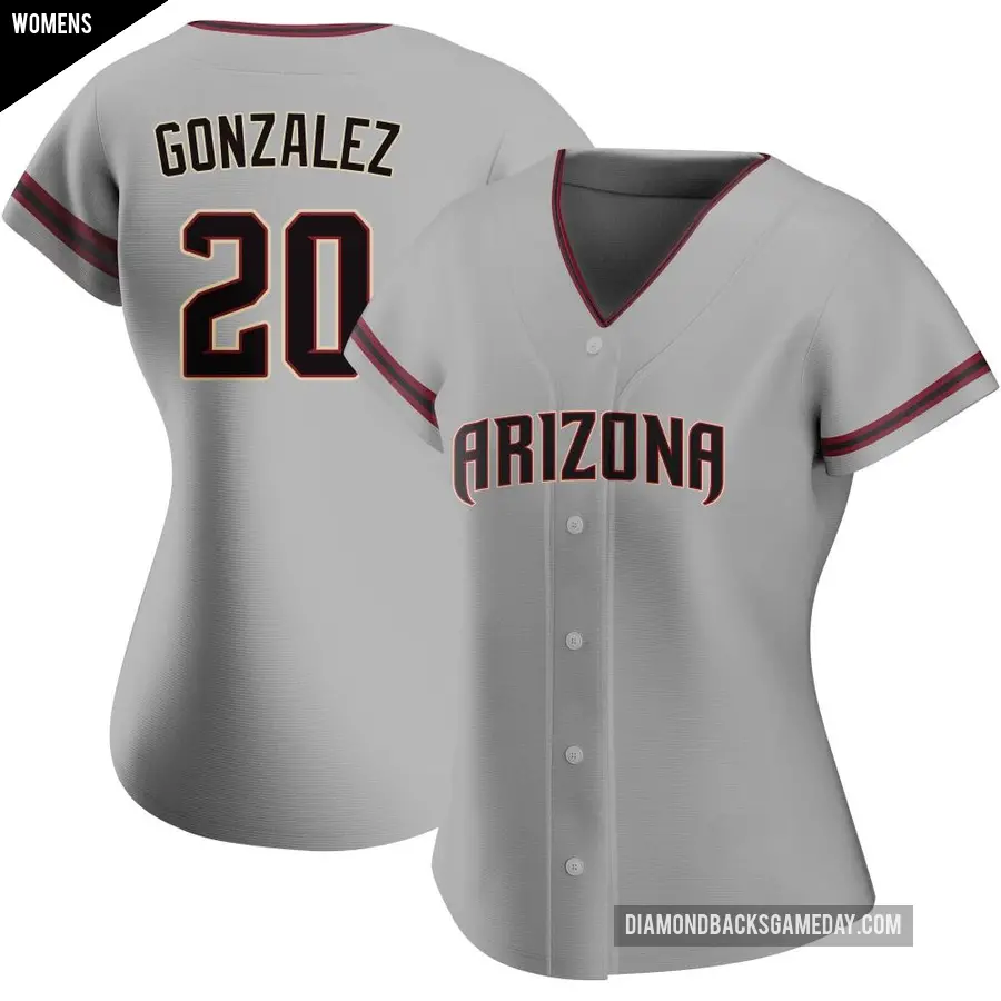 Women's Arizona Diamondbacks ＃20 Luis Gonzalez Replica Gray Road Jersey