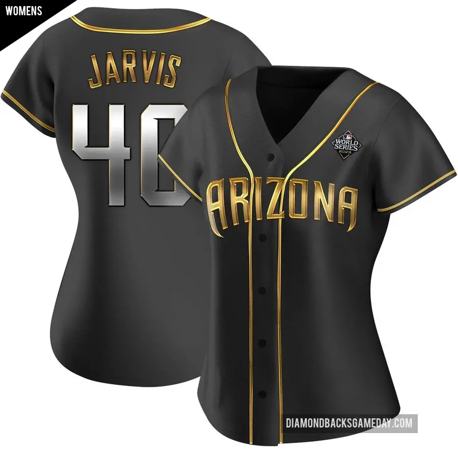 Women's Arizona Diamondbacks ＃40 Bryce Jarvis Authentic Gold Black en Alternate 2023 World Series Jersey