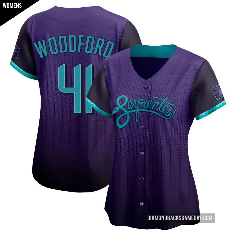 Women's Arizona Diamondbacks ＃41 Jake Woodford Limited Purple 2025 City Connect Jersey