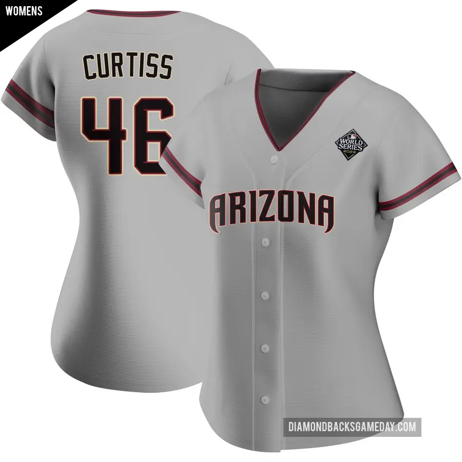 Women's Arizona Diamondbacks ＃46 John Curtiss Authentic Gray Road 2023 World Series Jersey
