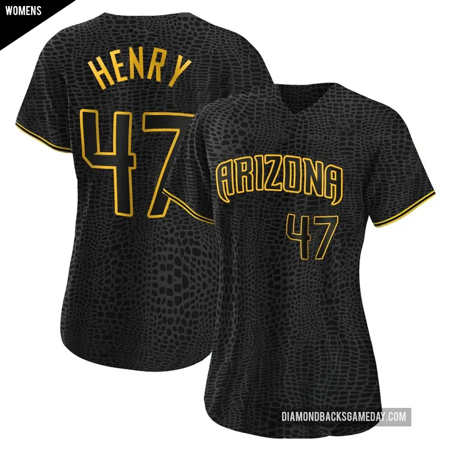 Women's Arizona Diamondbacks ＃47 Tommy Henry Authentic Black Snake Skin City Jersey