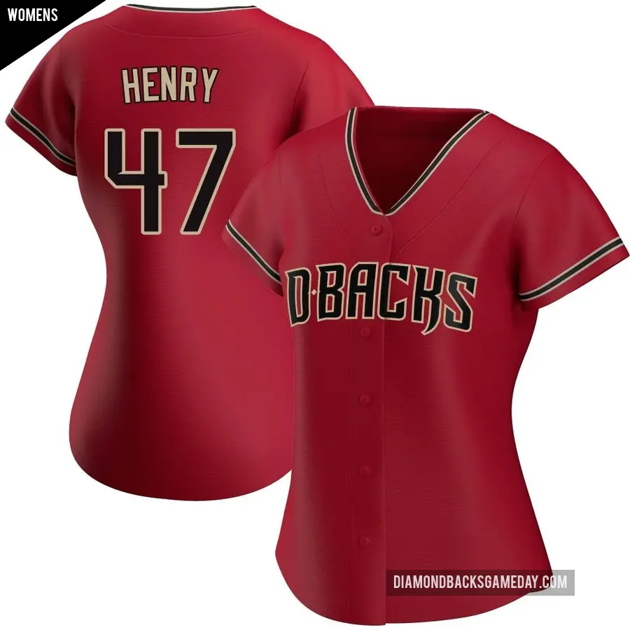 Women's Arizona Diamondbacks ＃47 Tommy Henry Authentic Red Alternate Jersey