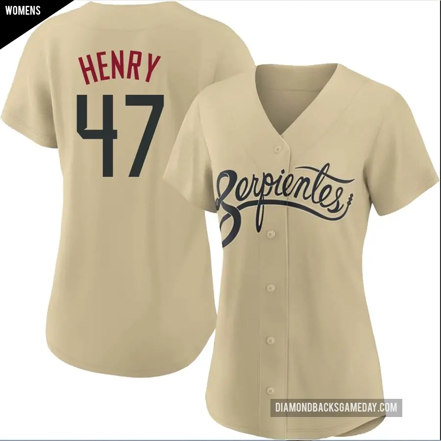Women's Arizona Diamondbacks ＃47 Tommy Henry Replica Gold 2021 City Connect Cool Base Jersey