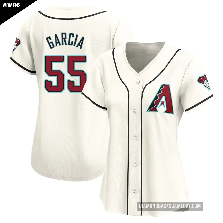 Women's Arizona Diamondbacks ＃55 Brandyn Garcia Limited White Home Jersey