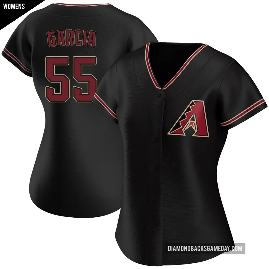 Women's Arizona Diamondbacks ＃55 Brandyn Garcia Replica Black Alternate Jersey