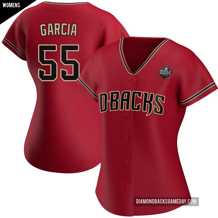 Women's Arizona Diamondbacks ＃55 Brandyn Garcia Replica Red Alternate 2023 World Series Jersey