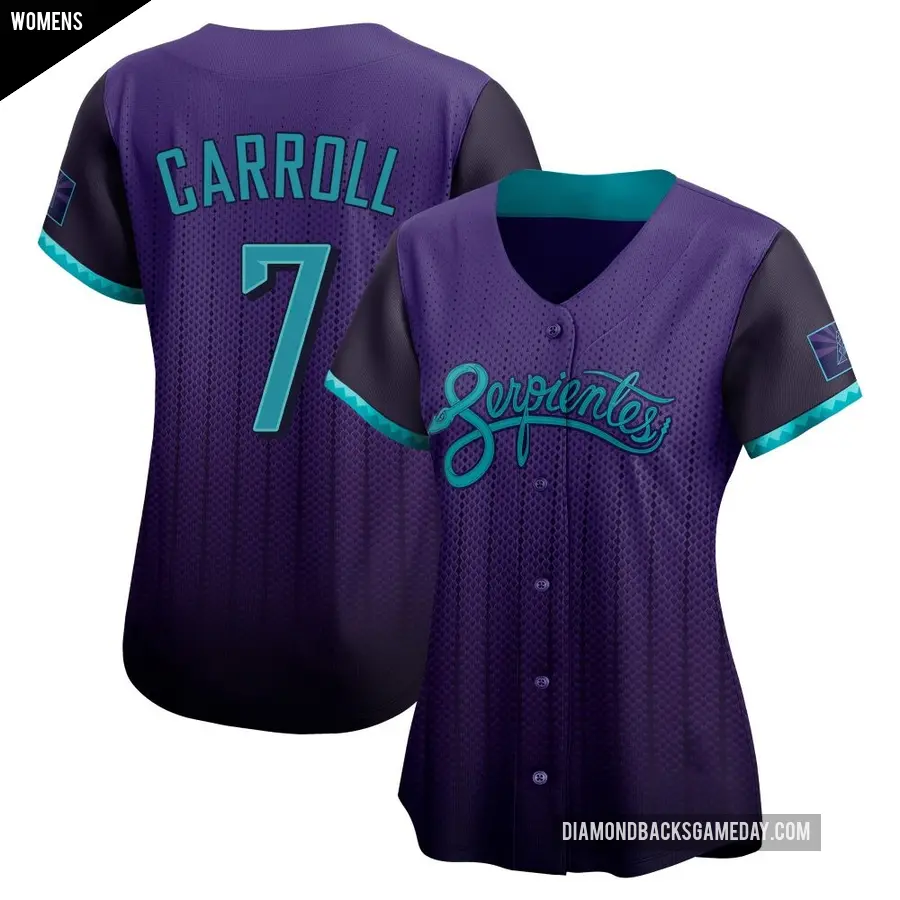 Women's Arizona Diamondbacks ＃7 Corbin Carroll Limited Purple 2025 City Connect Jersey