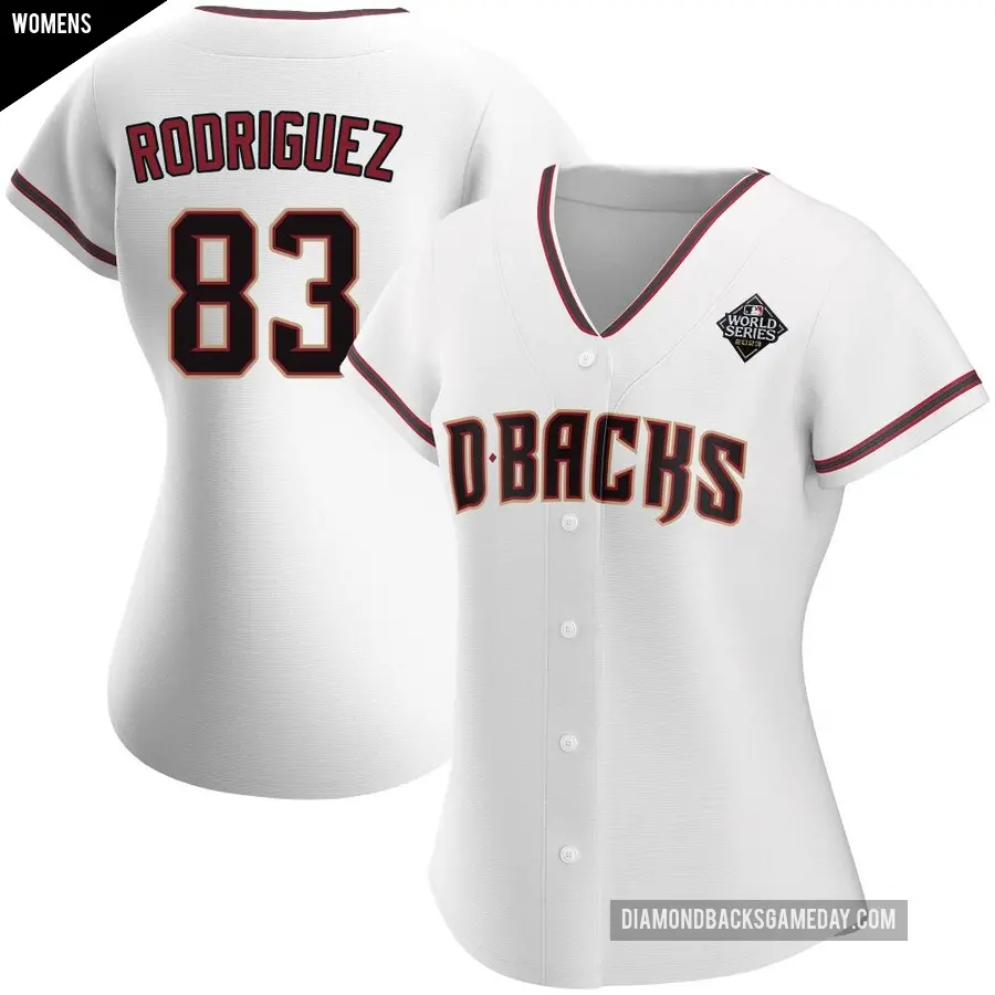 Women's Arizona Diamondbacks ＃83 Elvin Rodriguez Replica White Home 2023 World Series Jersey