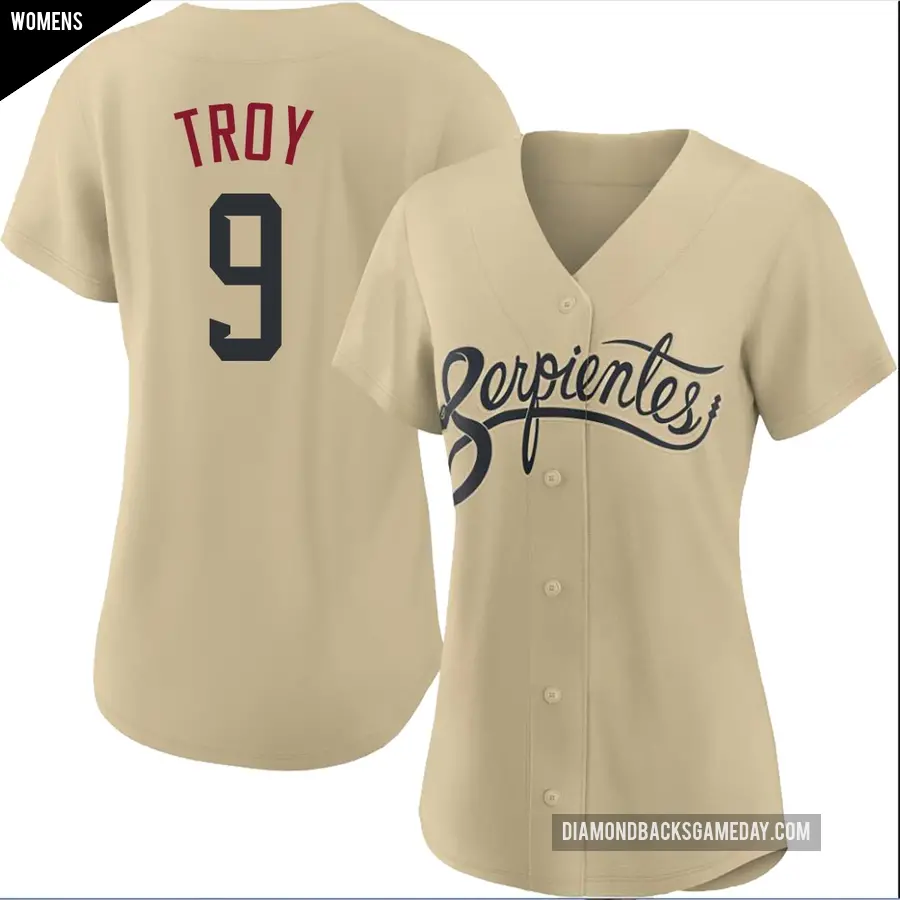 Women's Arizona Diamondbacks ＃9 Tommy Troy Authentic Gold 2021 City Connect Cool Base Jersey
